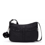 Kipling IZELLAH, mittelgroße Schultertasche, Signature Emb (schwarz), Umhängetasche mit viel Stauraum