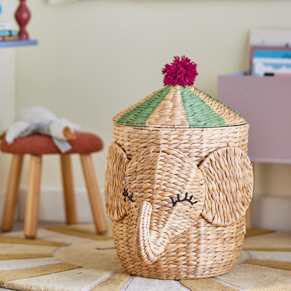 Bloomingville MINI Bobo Korb mit Deckel Natur Wasserhyazinthe 35cm