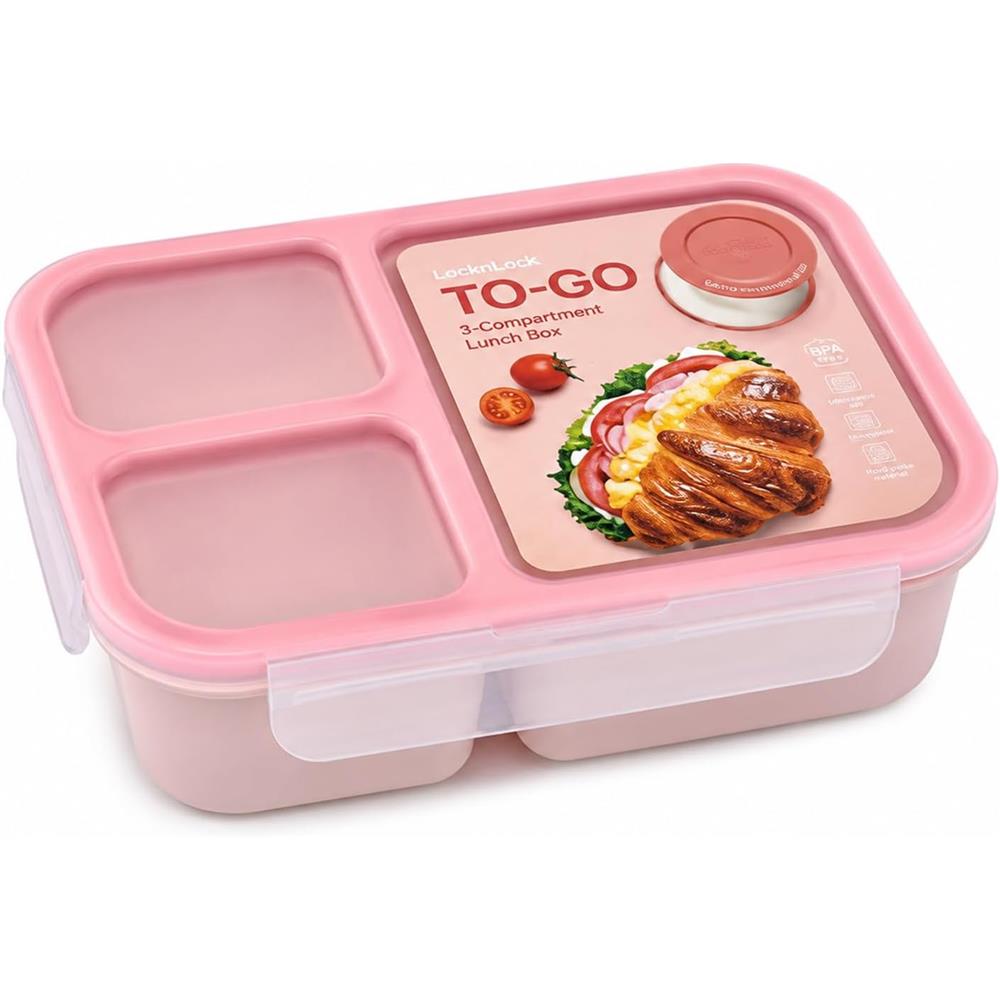 LocknLock Lunchbox 980 ml, 3 Fächer, Saucenbehälter, BPA-frei
