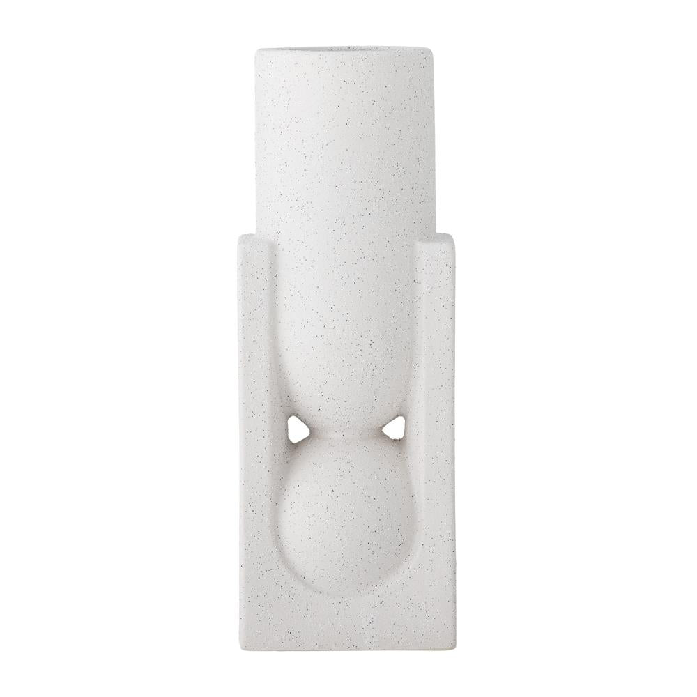 Bloomingville Salome Vase weiß aus Steingut – grafische Vase für Wohnzimmer & Tischdeko