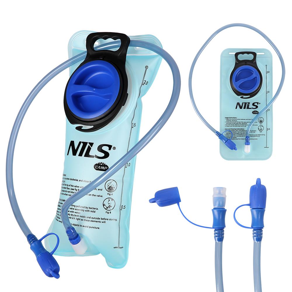 NILS CAMP Trinkblase 2L blau für Rucksack Wandern Fahrrad Outdoor