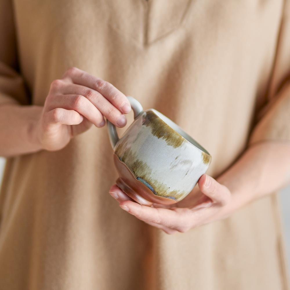 Bloomingville Jade Tasse aus Steingut in Natur 200 ml – 4er Set für Küche und Tischdeko