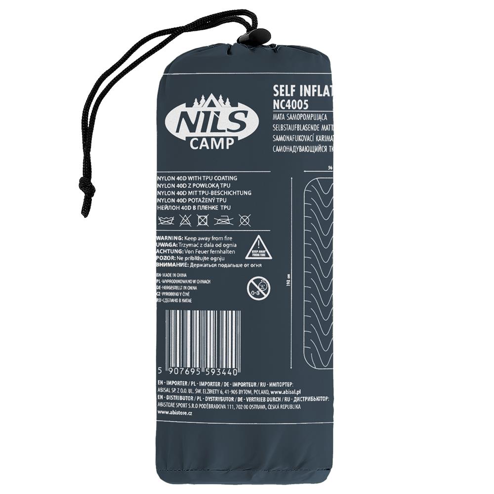 NILS CAMP Campingmatte aufblasbar 193 cm in dunkelgrau Isomatte Outdoor Schlafmatte leicht