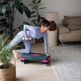 Aerobic Stepper 3-fach höhenverstellbar Schwarz/Pink für Fitness und Workout | HMS AS002