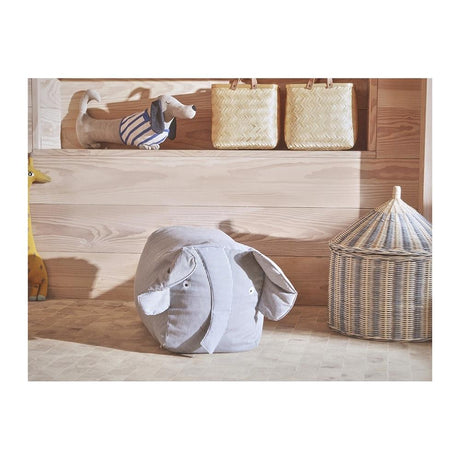 OYOY Mini - Körbe mit Deckel Circus 2er Set, aus Rattan, Blau
