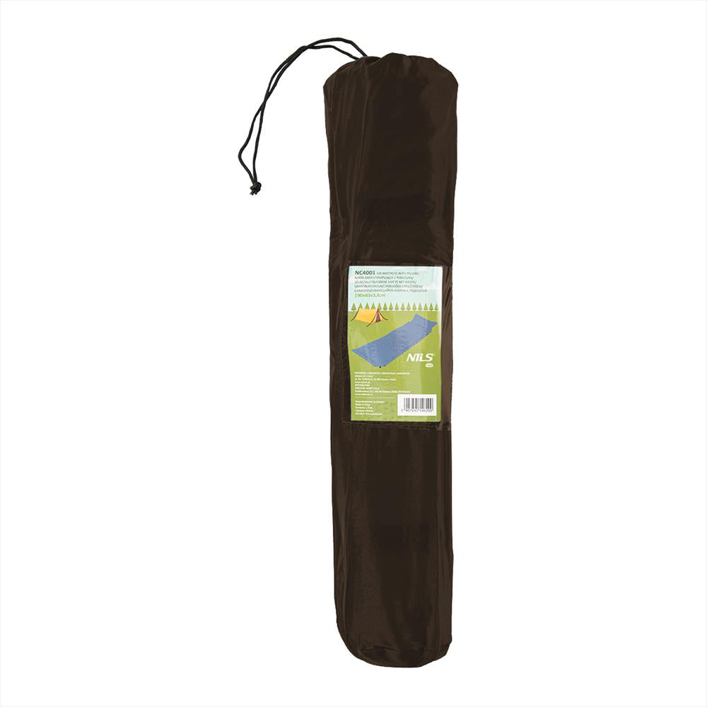 NILS CAMP selbstaufblasende Campingmatte 190 cm in schwarz mit Kissen Isomatte Outdoor Festival