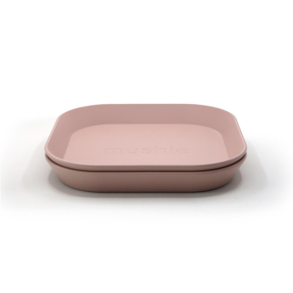 Mushie Kinderteller 2er Set, Blush, quadratisch, BPA-frei