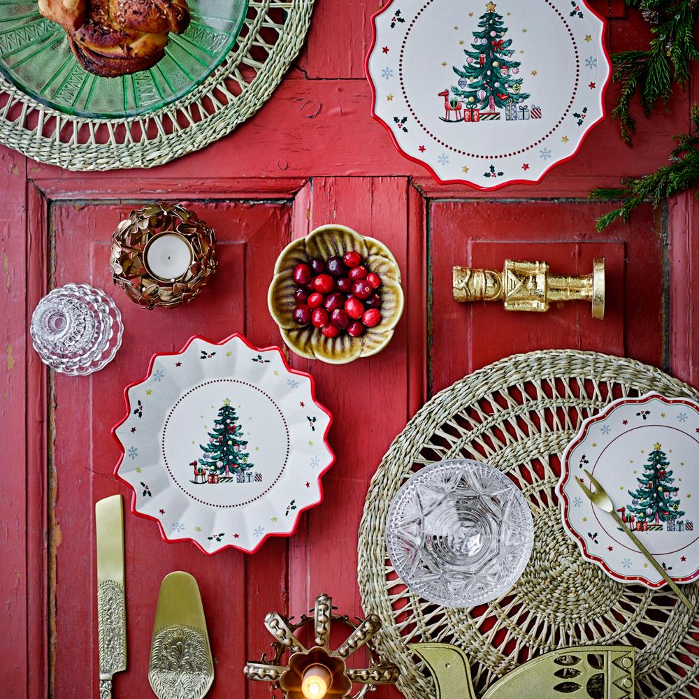 Bloomingville Acco Weihnachtsschale Braun Steingut 145 ml mit Eiskristallmotiv