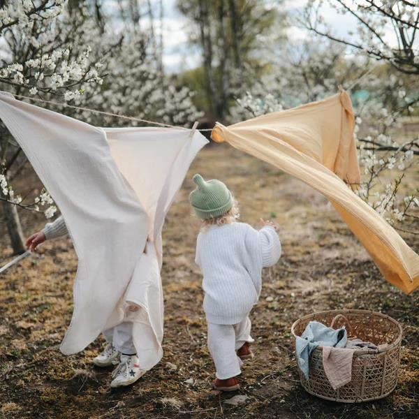 Mushie Musselin-Baby-Wickeldecke, Fog, Pucktuch aus 100% Bio-Baumwolle