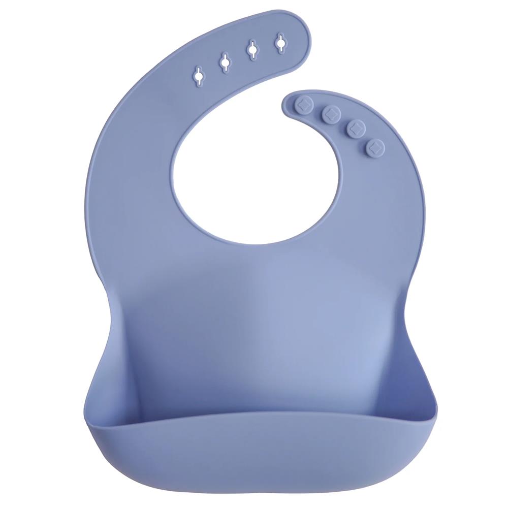 Mushie Silikon-Lätzchen, Powder Blue, mit Auffangschale, BPA-frei