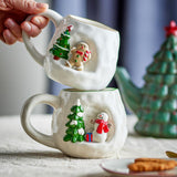 Bloomingville Ryne Tasse Weiß Steingut 2er Set Weihnachtstassen 440 ml