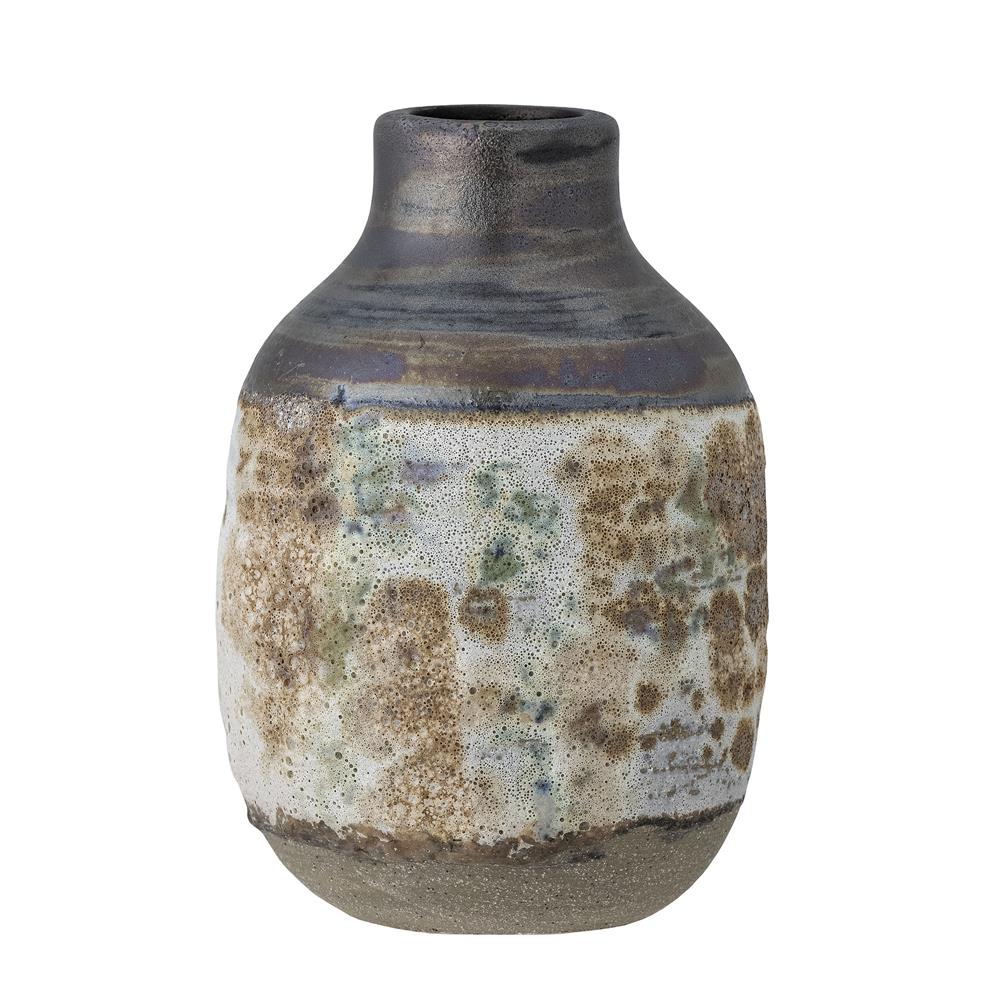Bloomingville Crina Vase, Braun, Steingut, 16 cm, reaktive Glasur, rustikales Design