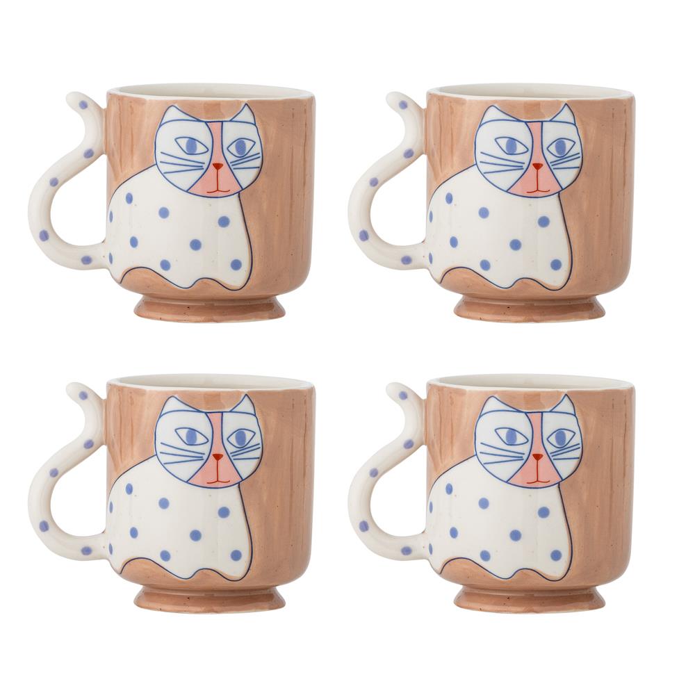 Bloomingville Missy Becher aus Steingut in Bunt 325 ml – 4er Set für Küche und Tischdeko