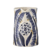 Bloomingville Anuuk Vase blau D14,5 cm aus Steingut – handdekorierte Blumenvase für Wohnzimmer