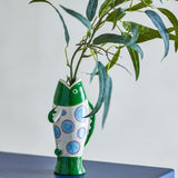 Bloomingville Irving Vase Steingut bunt Fisch Design 22 cm