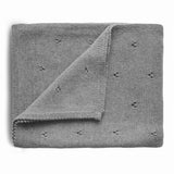 Mushie Gestrickte Babydecke Pointelle, Gray Melange, aus 100% Bio-Baumwolle