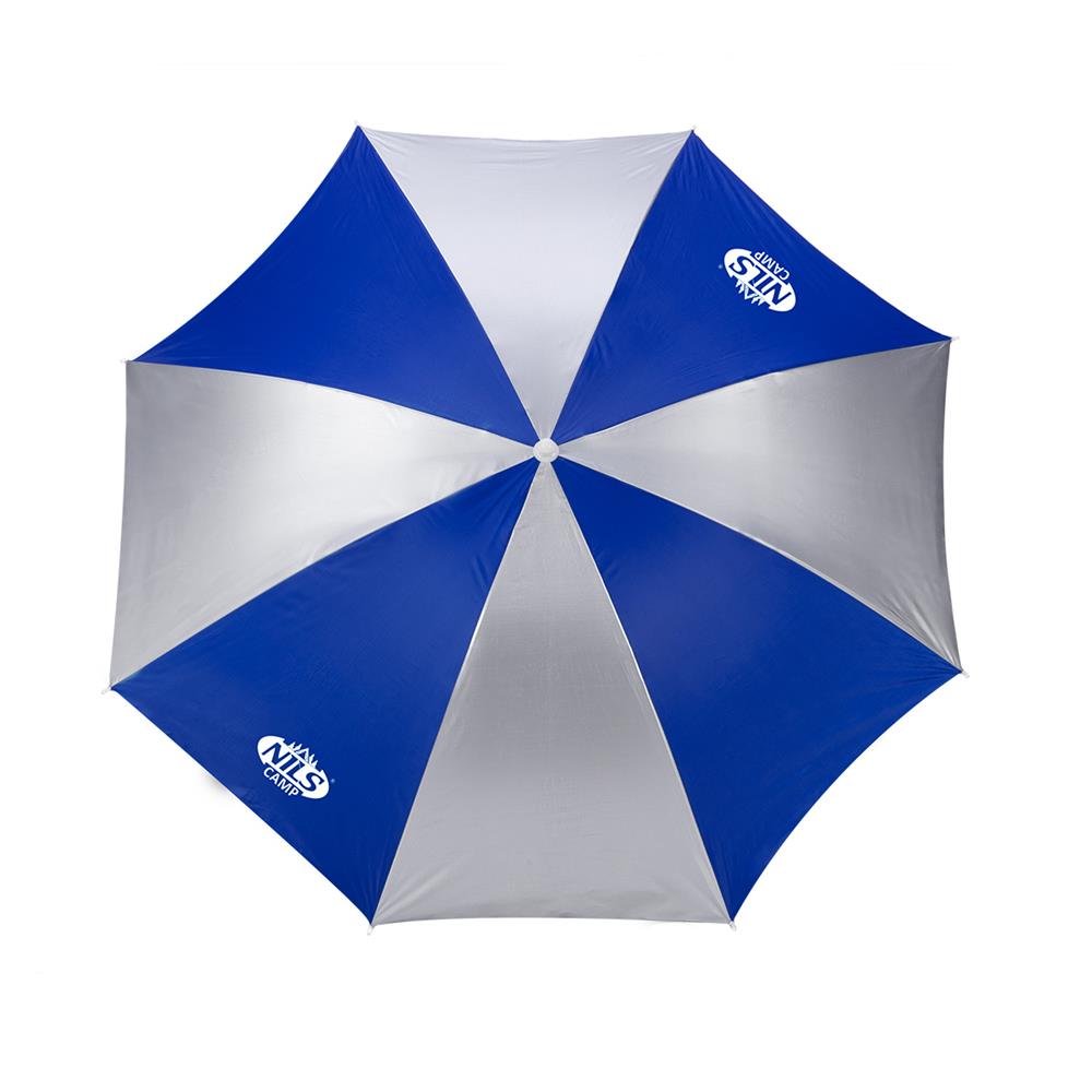 NILS CAMP Strandschirm blau-weiß UV Schutz SPF40 für Strand Camping Garten