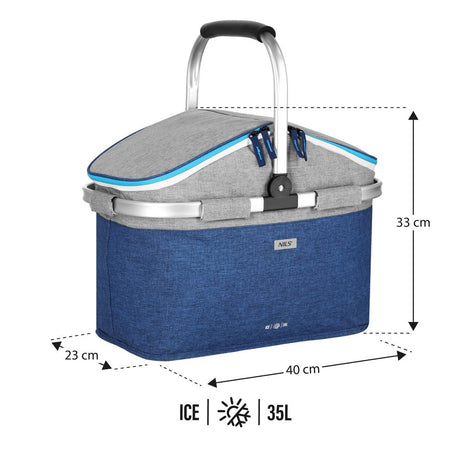 NILS Kühltasche 35L in Blau - große Thermotasche für Picknick, Camping & Einkauf