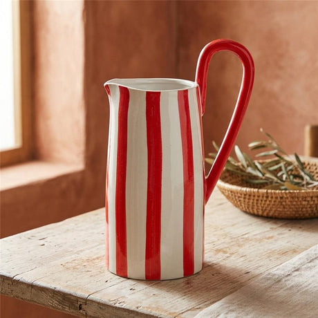 BOLTZE Vase Londi Porzellan rot weiß rund gestreift 22 cm modern
