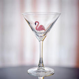 Bloomingville Misa Cocktailglas, 170 ml, aus Glas mit Flamingofigur im Inneren