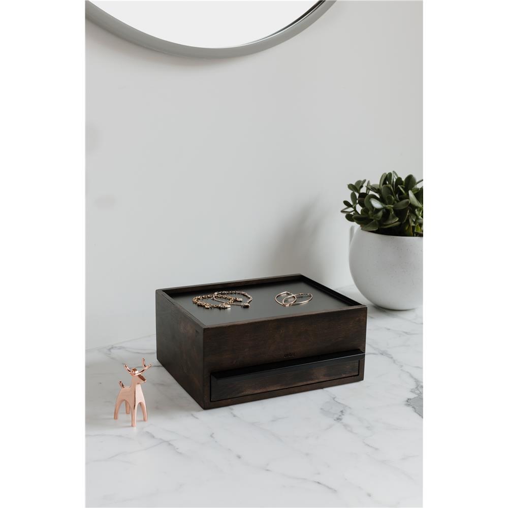 Umbra Stowit Design Schmuckkasten Schwarz/Walnuss moderne Schmuck Box mit Geheimfächern für Ringe Armbänder Uhren Halsketten Ohrringe und Accessoires