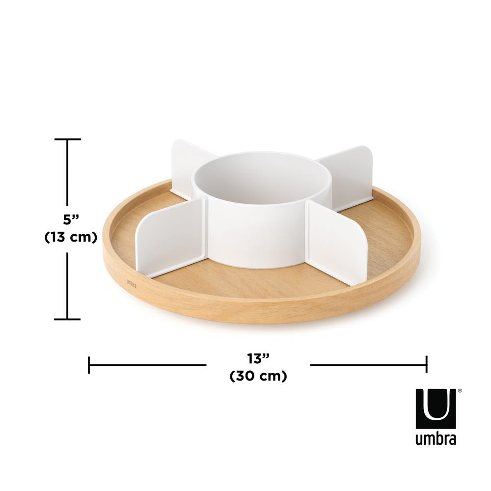Umbra Bellwood Drehbarer Organizer, Lazy Susan Drehteller in Weiß/Natur