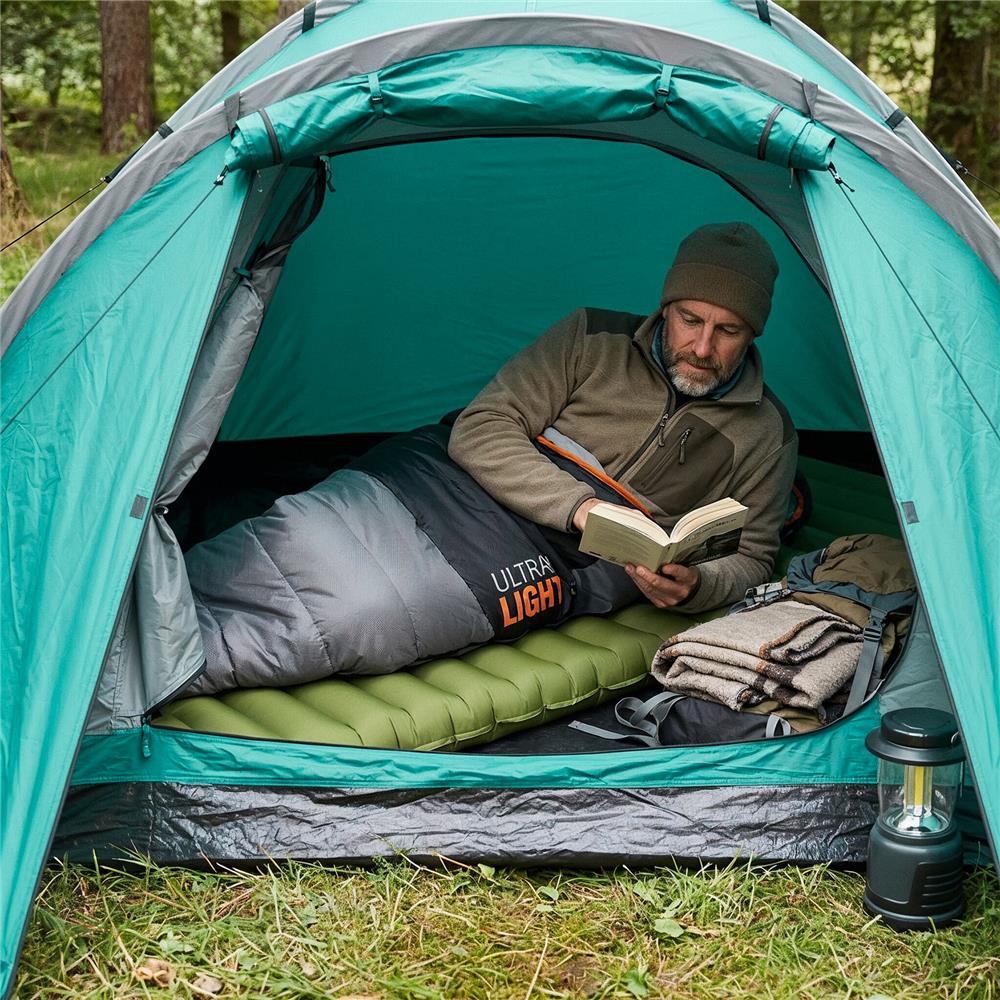 NILS CAMP Campingmatte mit Pumpe 190 cm grün Isomatte aufblasbar Outdoor