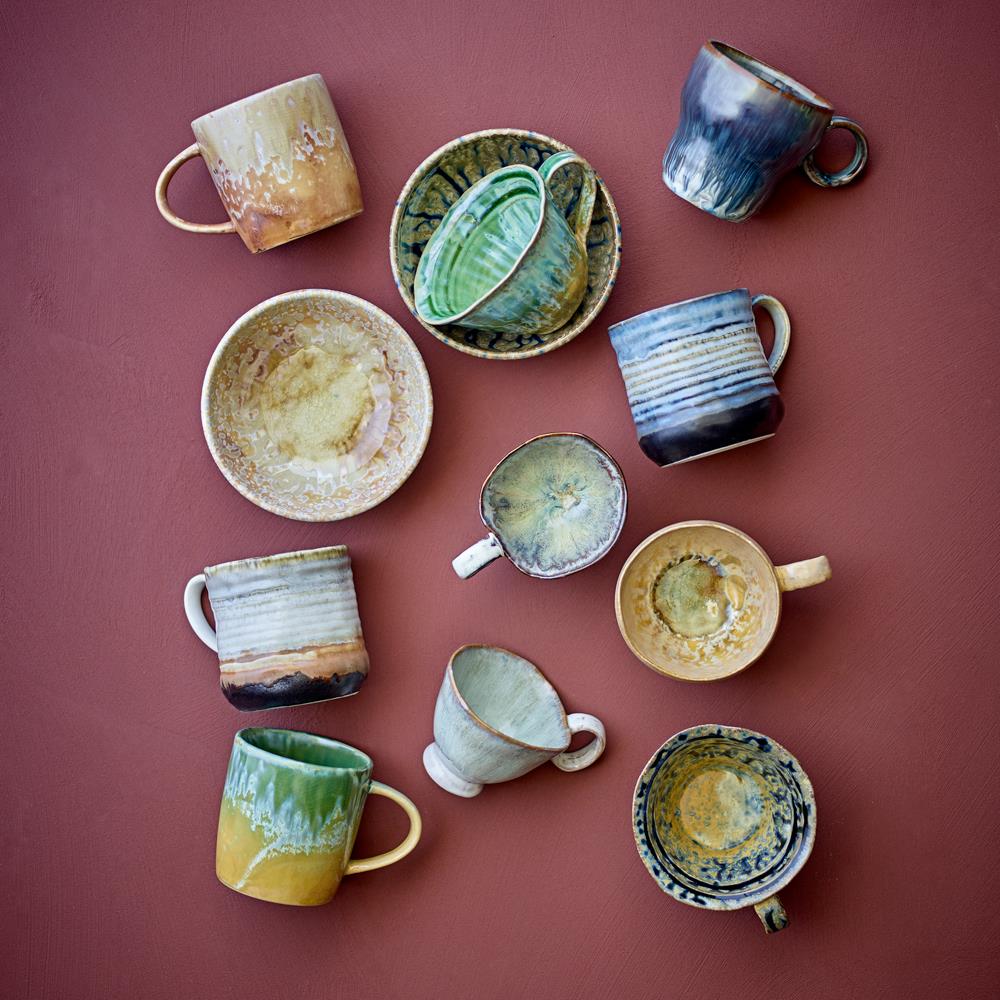 Bloomingville Imogen Tasse aus Steingut in Bunt 175 ml – handgefertigte Tasse für Küche