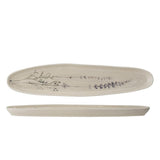 Bloomingville Bea Servierplatte, Natur, 35,5x8cm, Steingut, mit Blumenmotiv, dänisches Design
