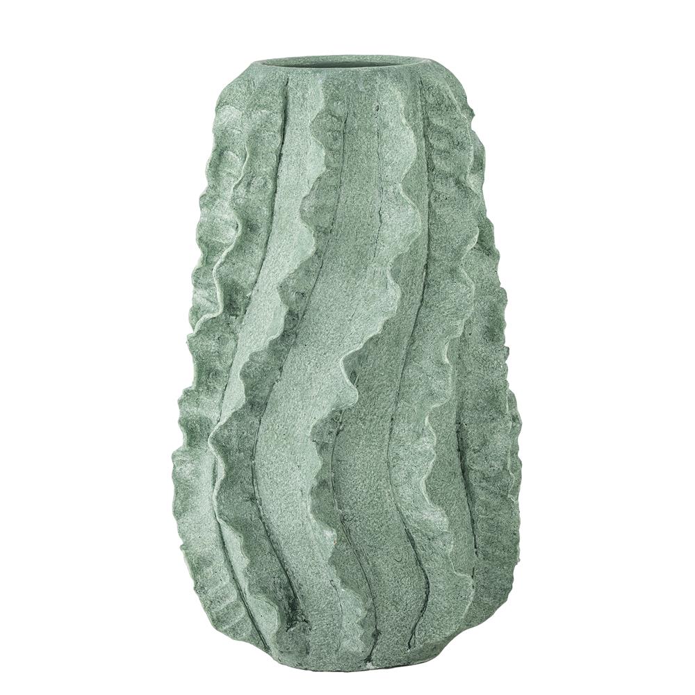 Bloomingville Natika Deko‑Vase grün D23 cm aus Terrakotta – skulpturale Bodenvase für Wohnzimmer