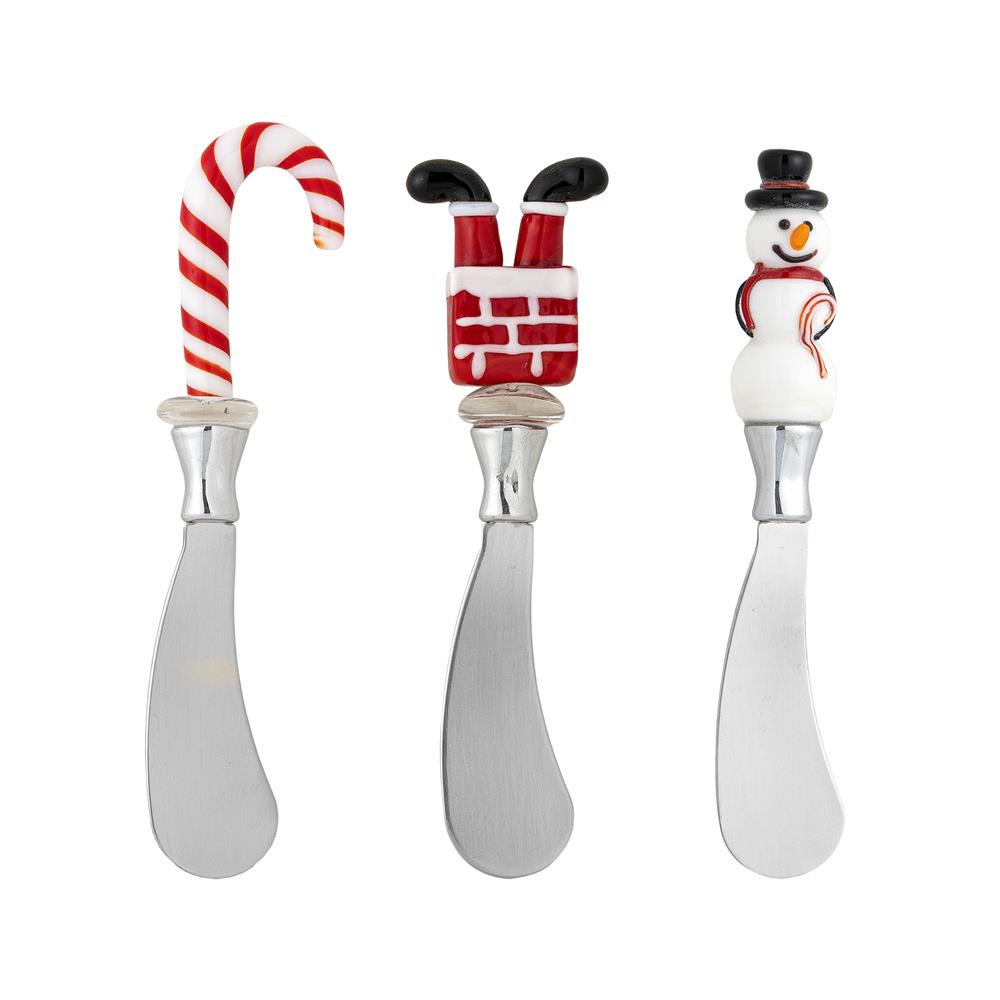 Bloomingville Misa Buttermesser Rot Glas 3er Set Weihnachtsbesteck
