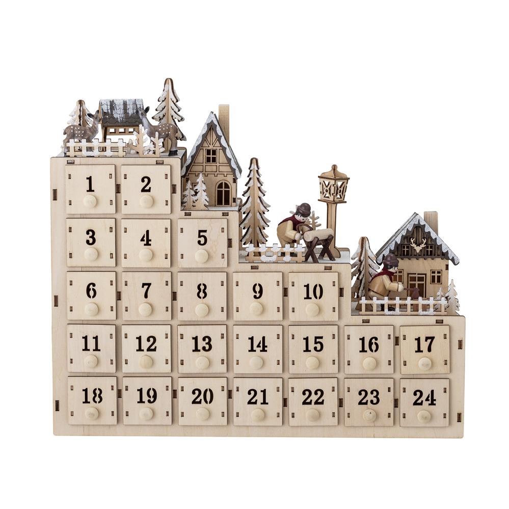 Bloomingville Richie Adventskalender – Holz-Schloss mit 24 Türen und Schubladen, dänisches Design