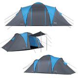 NILS CAMP Highland Zelt für 6 Personen Grau-Blau - großes Familienzelt mit Vorraum für Camping & Outdoor