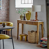 Bloomingville Elinora Tischlampe braun - Mangoholzlampe mit Leinenschirm für Wohnzimmer & Schlafzimmer