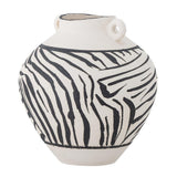 Bloomingville Togo Vase aus Steingut in Schwarz – handbemalte Deko Vase fürs Wohnzimmer