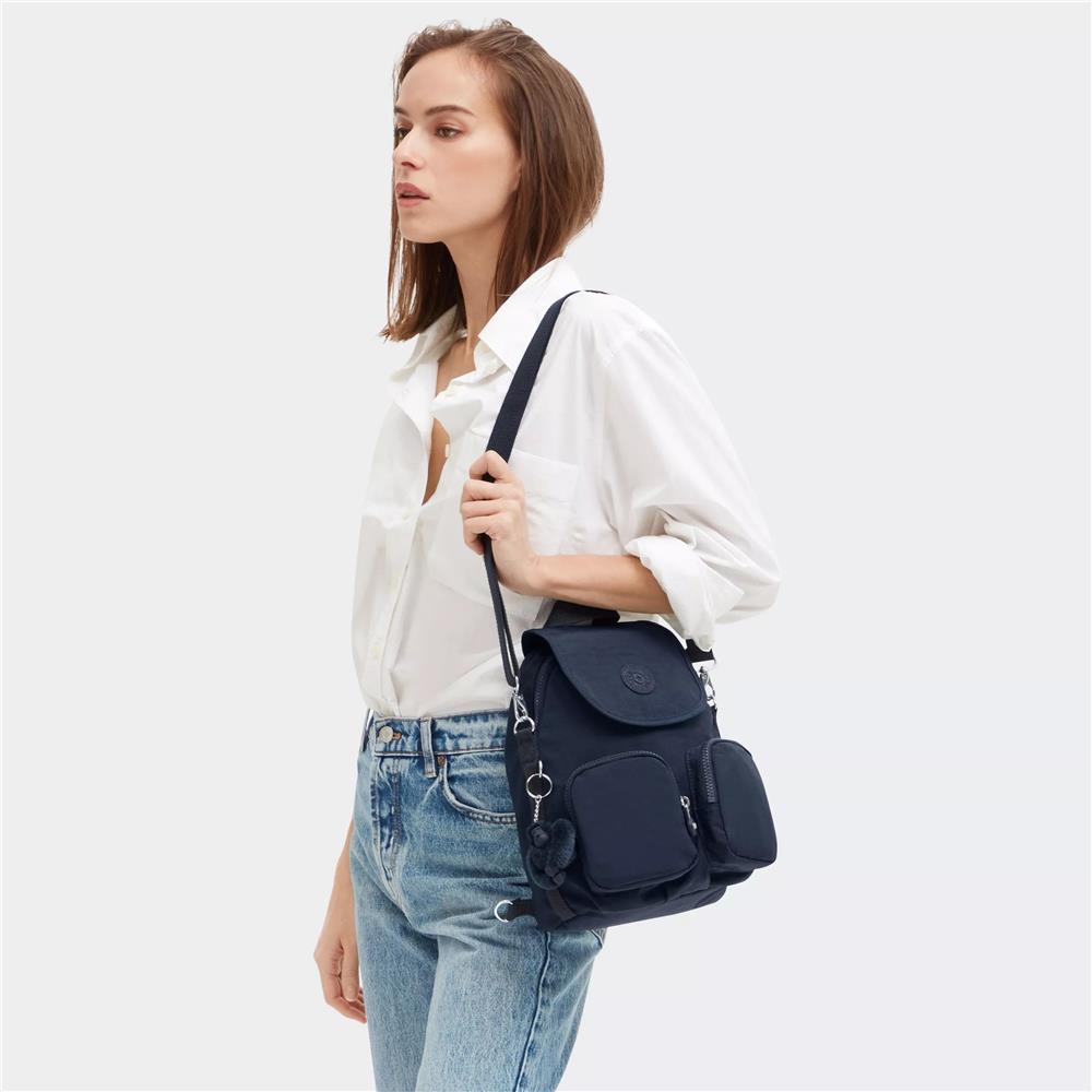 Kipling FIREFLY UP, kleiner Rucksack, Blue Bleu 2 (blau), wandelbar zur Schultertasche