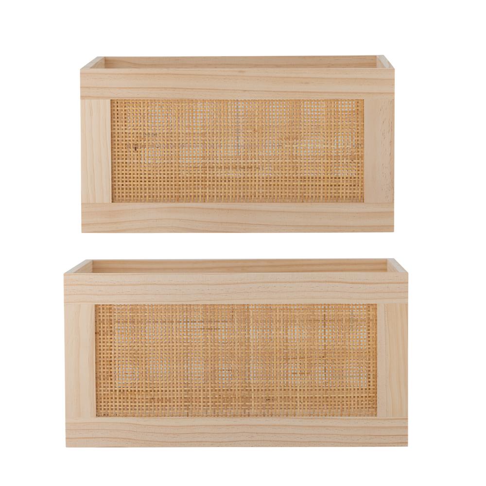 Bloomingville Piana Aufbewahrungsbox aus Kiefer in Natur – 2er Set Aufbewahrungsboxen fürs Wohnzimmer