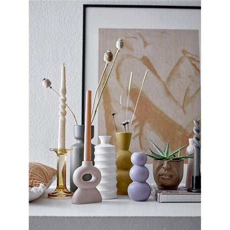 Bloomingville Jamey Kerzenhalter, Braun, Glas, 16 cm, dänisches Design