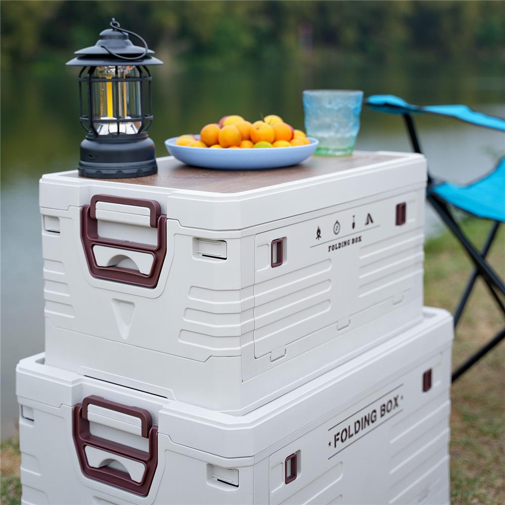 NILS CAMP Campingbox 32L mit Tischfunktion klappbar Aufbewahrungsbox Weiß