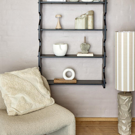 Bloomingville Jani Stehlampe aus Steingut in Natur – elegante Stehlampe fürs Wohnzimmer