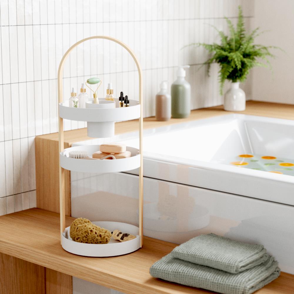 Umbra Bellwood 3-stufiger Kosmetik/Makeup Organizer in Weiß/Natur