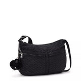 Kipling IZELLAH, mittelgroße Schultertasche, Signature Emb (schwarz), Umhängetasche mit viel Stauraum