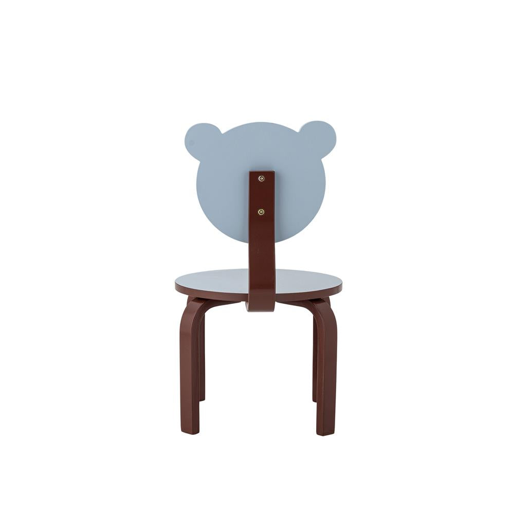 Bloomingville MINI Liova Stuhl blau - Kinderstuhl mit Bärenkopf aus MDF für Kinderzimmer
