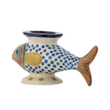 Bloomingville Nobu Vase bunt - Steingut Fisch Vase handbemalt für Wohnzimmer & Deko