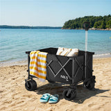 NILS CAMP XXL Bollerwagen faltbar 180L in Schwarz - Campingwagen für Strand & Garten