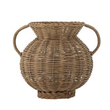 Bloomingville Uni Vase natur - Glasvase mit Rattan Geflecht für Wohnzimmer & Boho Deko