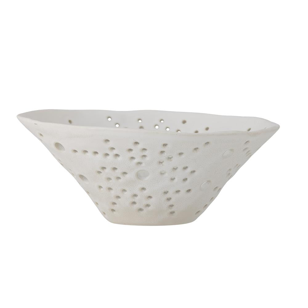 Bloomingville Dalena Deko‑Schale weiß D30 cm aus Steingut – Schale für Tischdeko & Küche