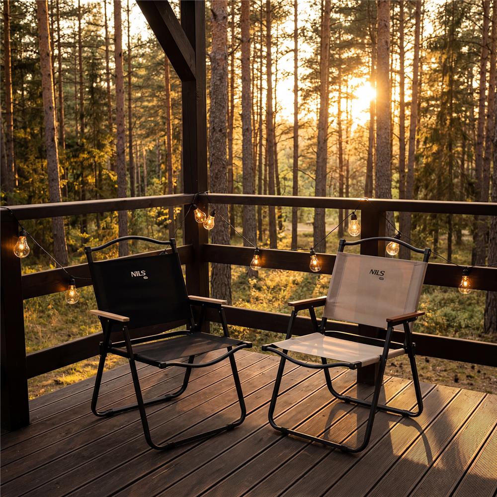 NILS CAMP Klappstuhl – faltbarer Campingstuhl für Garten & Outdoor, beige
