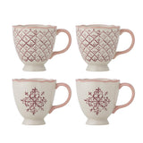 Bloomingville Wonderland Tasse Rosa Steingut 4er Set Weihnachtstassen 525 ml