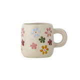 Bloomingville MINI Millie Tasse 110 ml beige - Steingut Tasse mit Blumenmotiv für Kinder & Küche